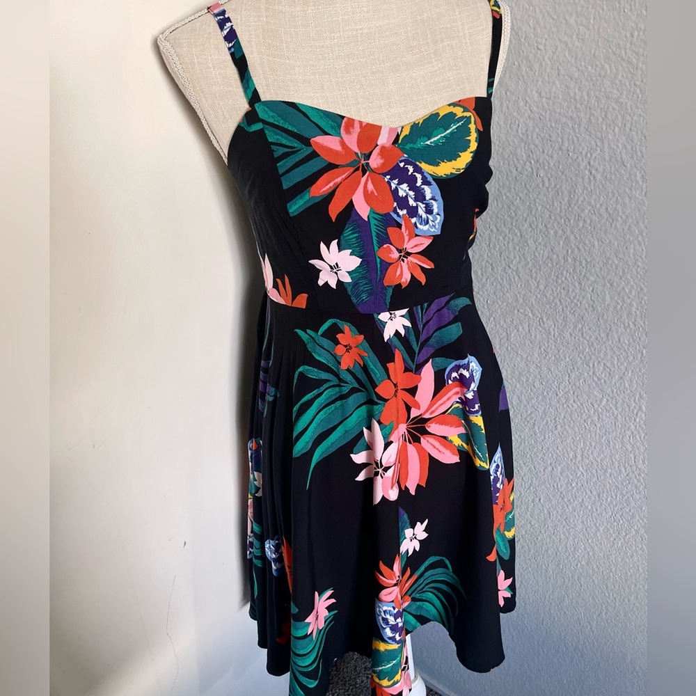 Old Navy Strapless Black Dress with Floral Print